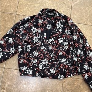 Floral Black and Red Women's Jacket